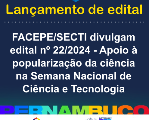 card lancamento de edital - apoio a popularização da ciencia na semana nacional de ciencia e tecnologia