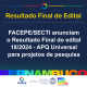 edital APQ universal - RESULTADO FINAL